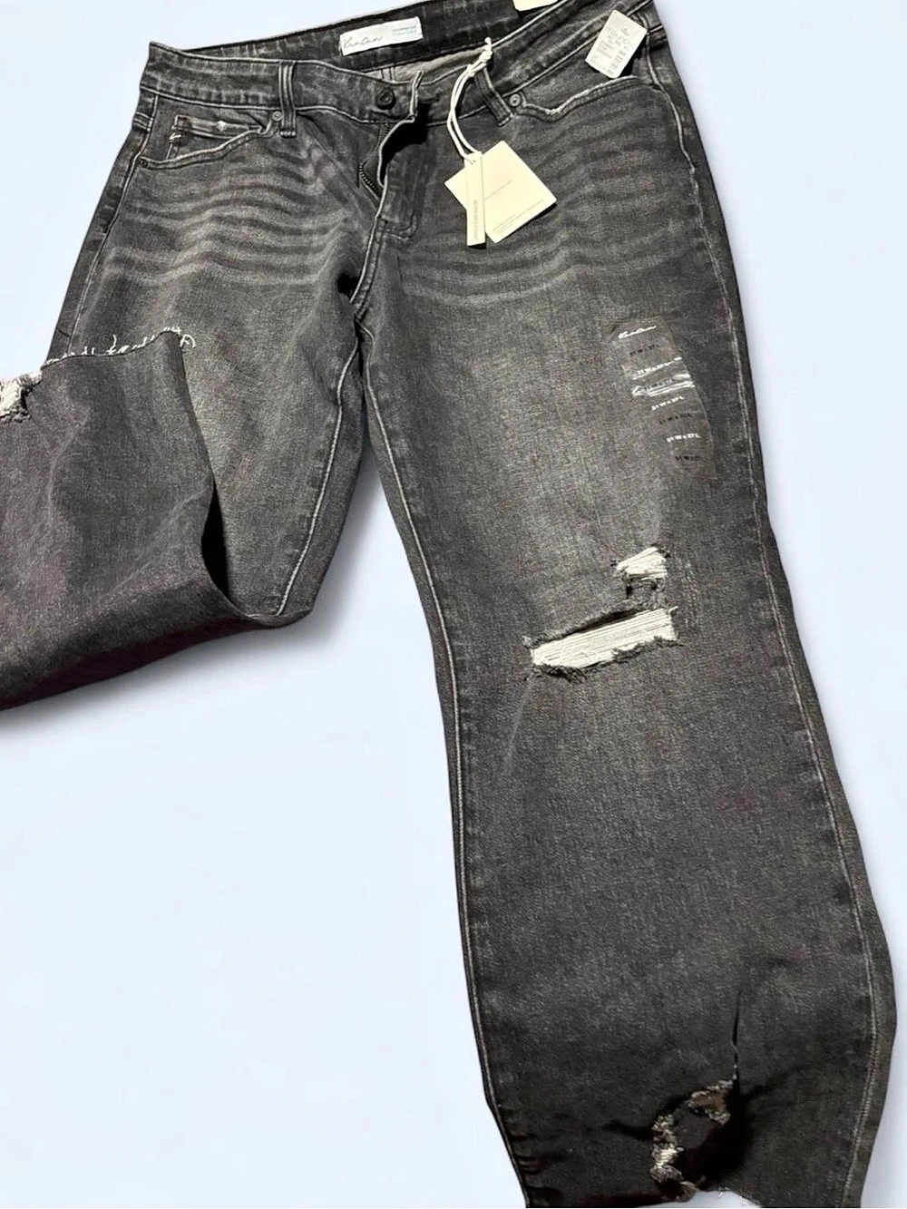 Maurices Distressed Straight Leg Jeans in Black Waist 31